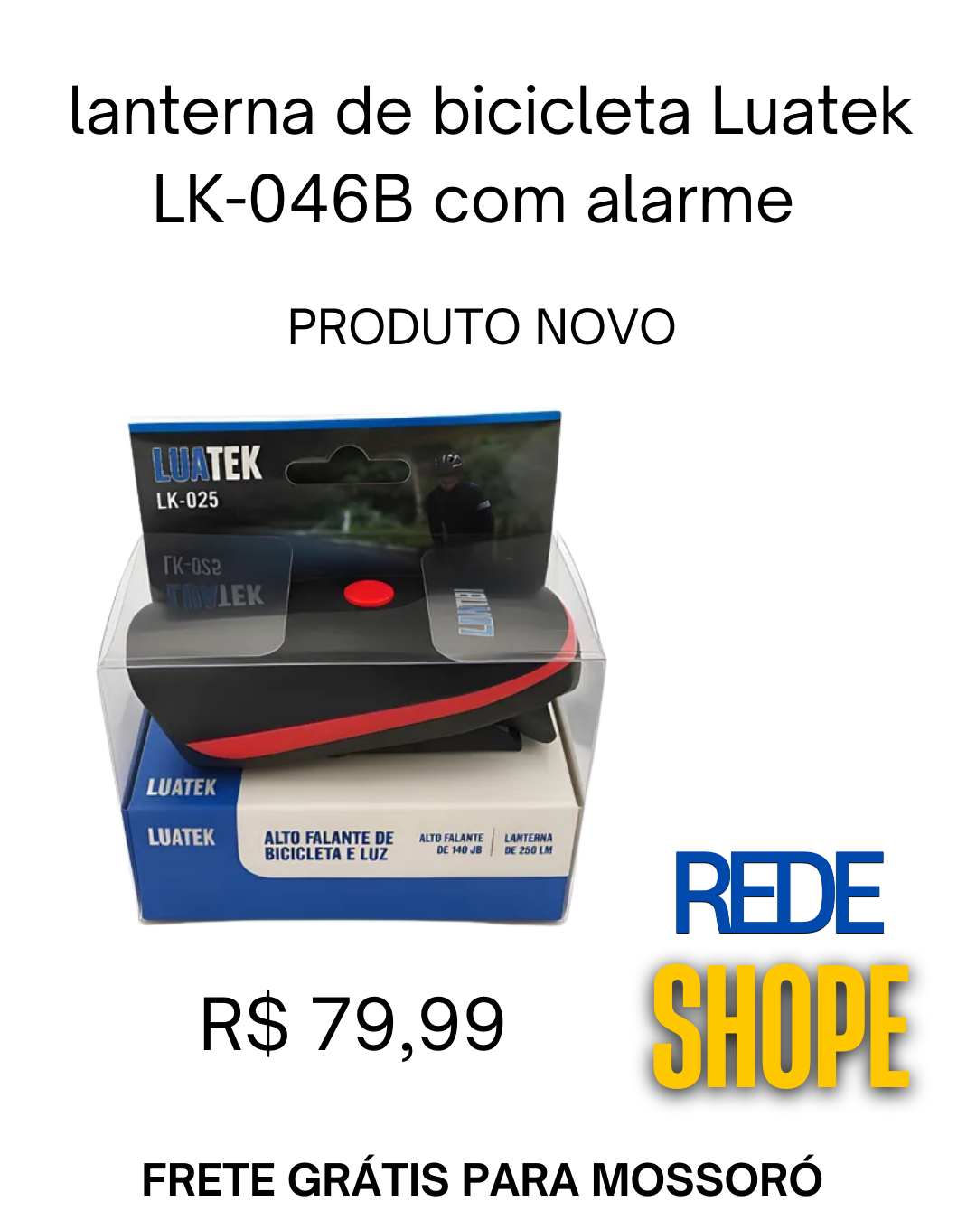 lanterna de bicicleta com alarme da marca Luatek - Imagem 2