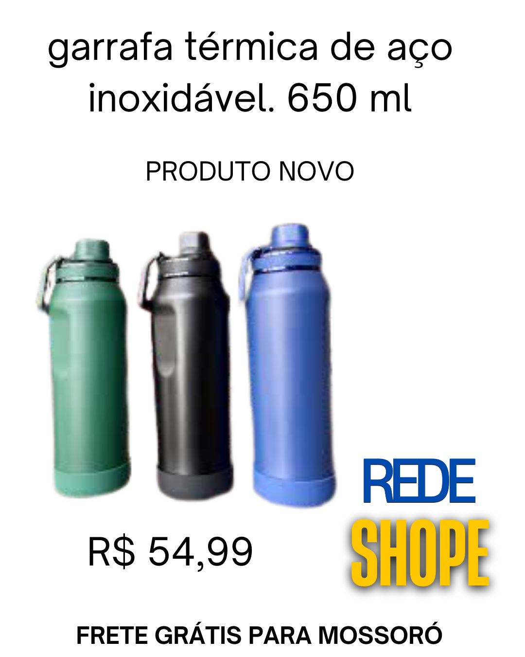 garrafa térmica desportiva de aço inoxidável com capacidade de 650 ml. - Imagem 2