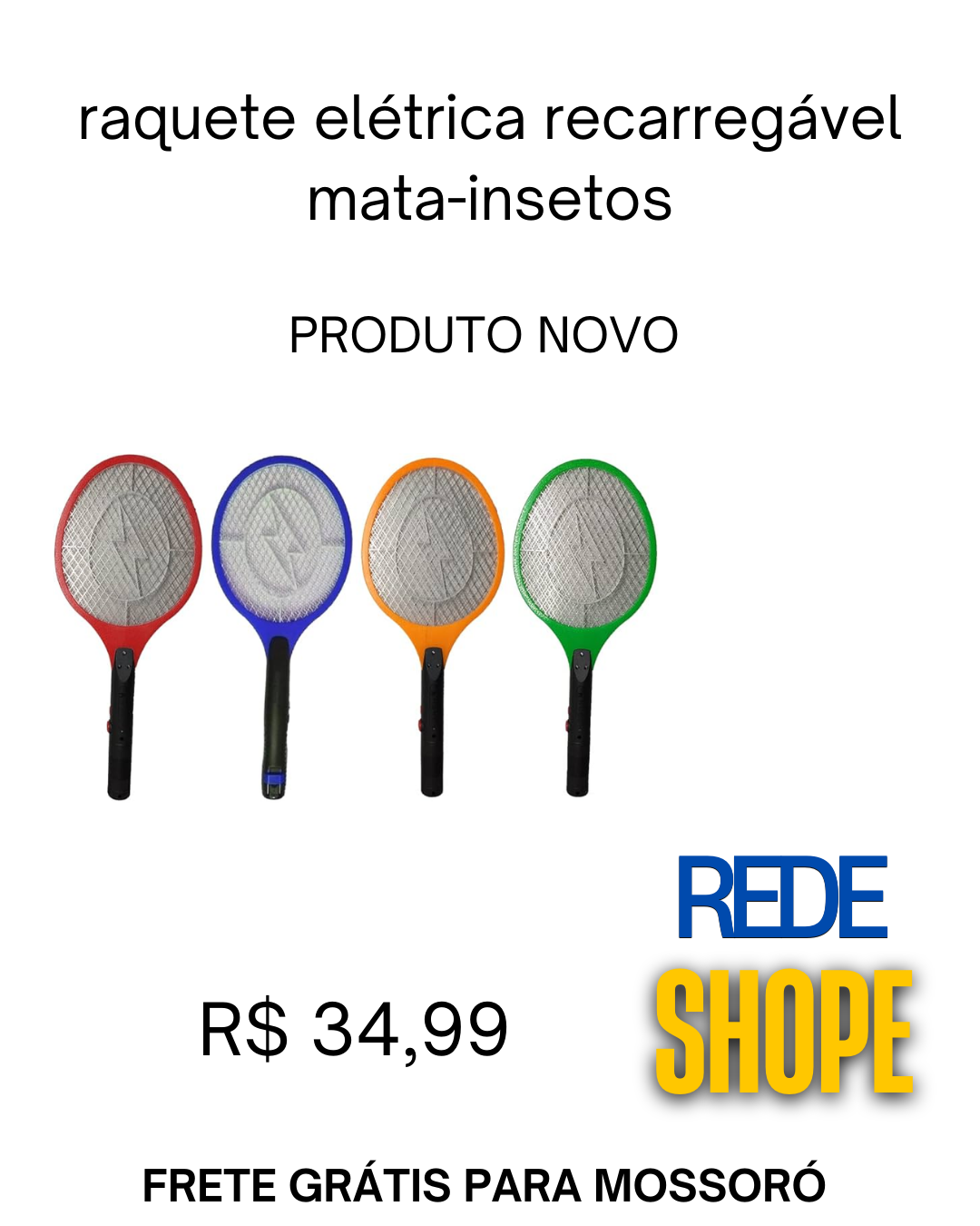 raquete elétrica recarregável mata-mosquito - Imagem 2