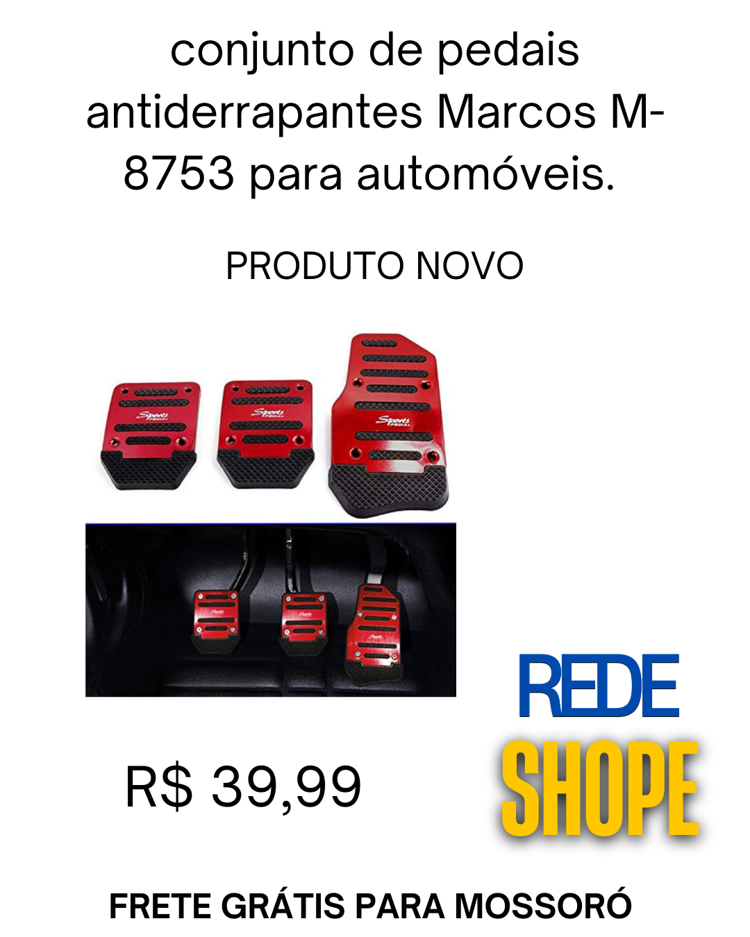 conjunto de pedais antiderrapantes para automóvel - Imagem 2