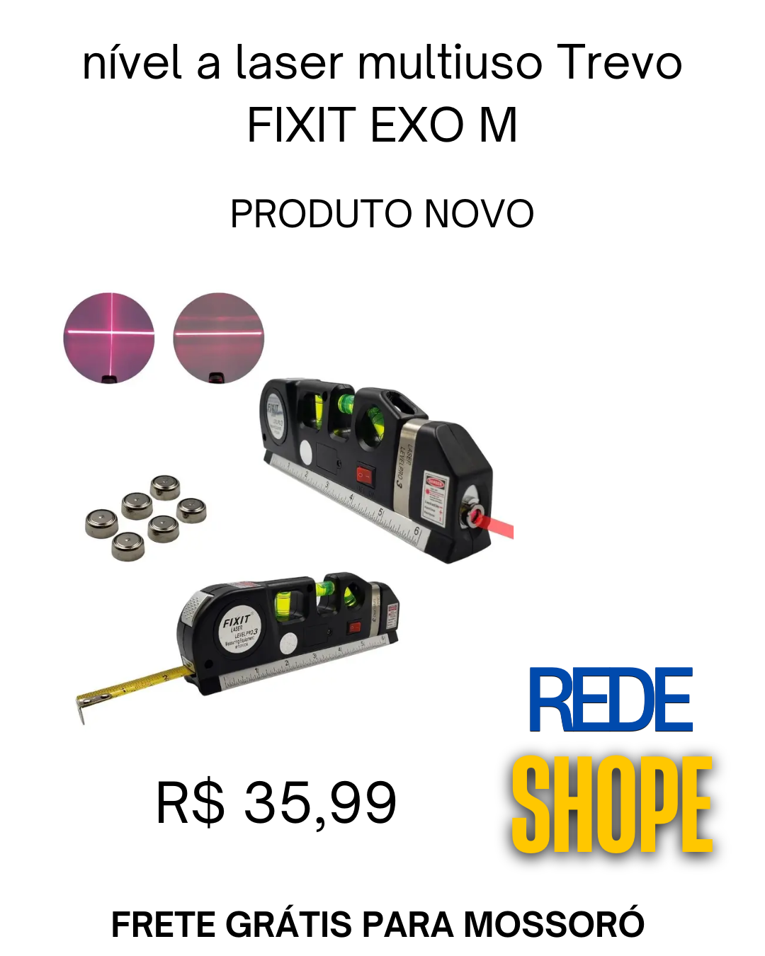 nível a laser multiuso Trevo FIXIT Pro 3 com trena e régua integradas - Imagem 2