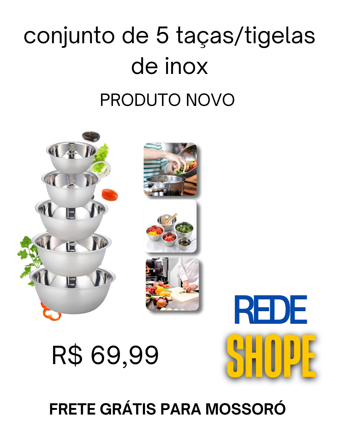 UTENSÍLIOS DOMÉSTICOS-conjunto de 5 potes de aço inoxidável - Imagem 2