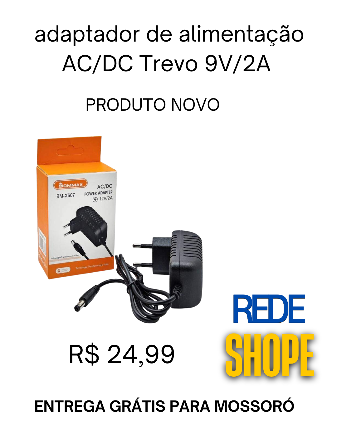 adaptador de energia AC/DC Trevo 9V/2A. - Imagem 2