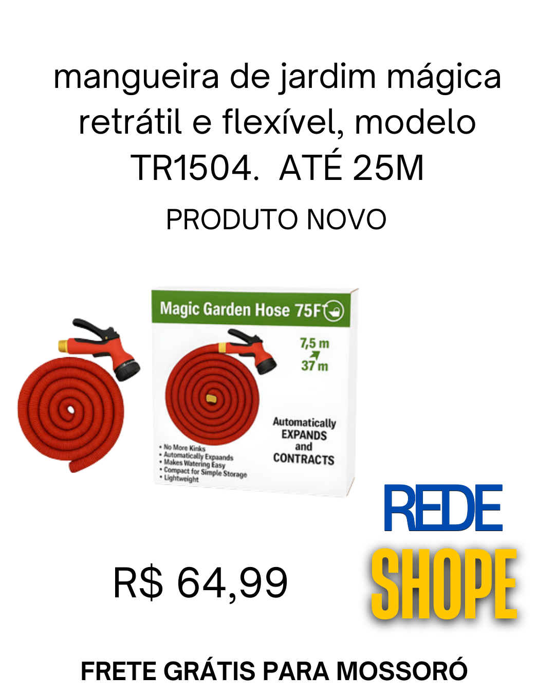 Mangueira de Jardim Mágica Retrátil Flexível Elástica Trevo 50FT - Imagem 2