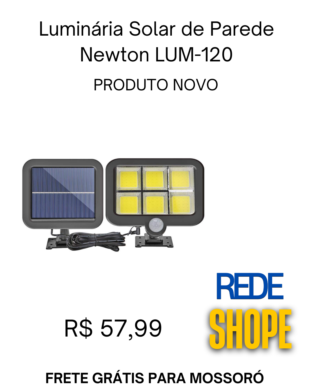 Luminária Solar de Parede Newton LUM-120 - Imagem 2