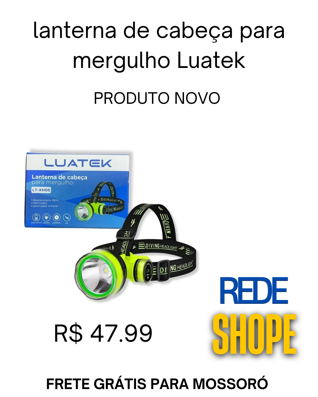 lanterna de cabeça para mergulho Luatek - Imagem 2