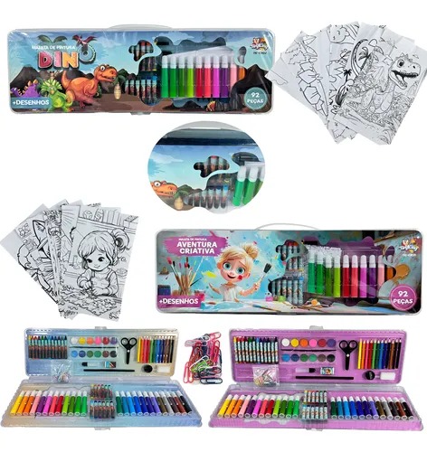Kit Maleta Para Crianças Colorir é Perfeito Para Estimular a Criatividade e Imaginação Dos Pequenos