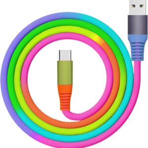 Carregador USB C, cabo trançado gradual colorido de 1 m USB A para tipo C