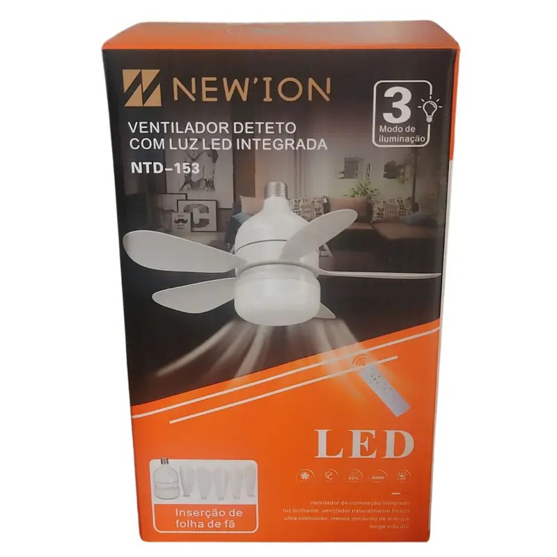 ventilador de teto com luz LED integrada Newion NTD-153