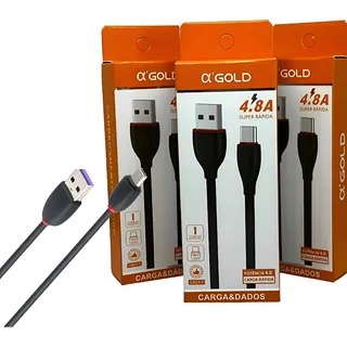 com cabo USB A'Gold para carga e compatível com dispositivos que possuem entrada Micro USB (V8) - Imagem 2