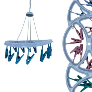  varal de teto portátil com prendedores Newpro, ideal para secar roupas de forma prática. 