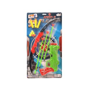 conjunto de brinquedo de arco e flecha com tema "Tiro ao Alvo".