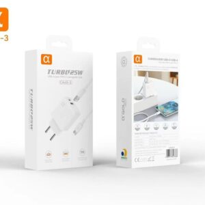 carregador de parede turbo de 25W da marca Alpha (α), modelo CA48-3,