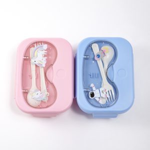 UTENSÍLIOS DOMÉSTICOS-marmita lancheira infantil com divisórias e talheres, na cor rosa