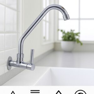 UTENSÍLIOS DOMÉSTICOS Torneira Cromada de Parede para Cozinha Bomvink BOM-2012. 