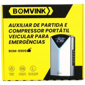 ferramentas Auxiliar de Partida e Compressor Portátil Veicular Bomvink (BOM-8909). 