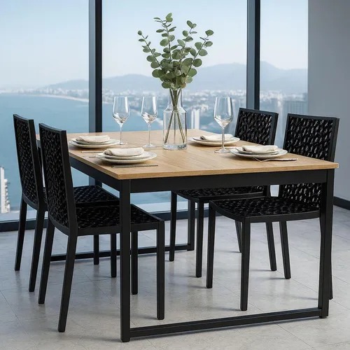 conjunto de mesa retangular com 04 cadeiras