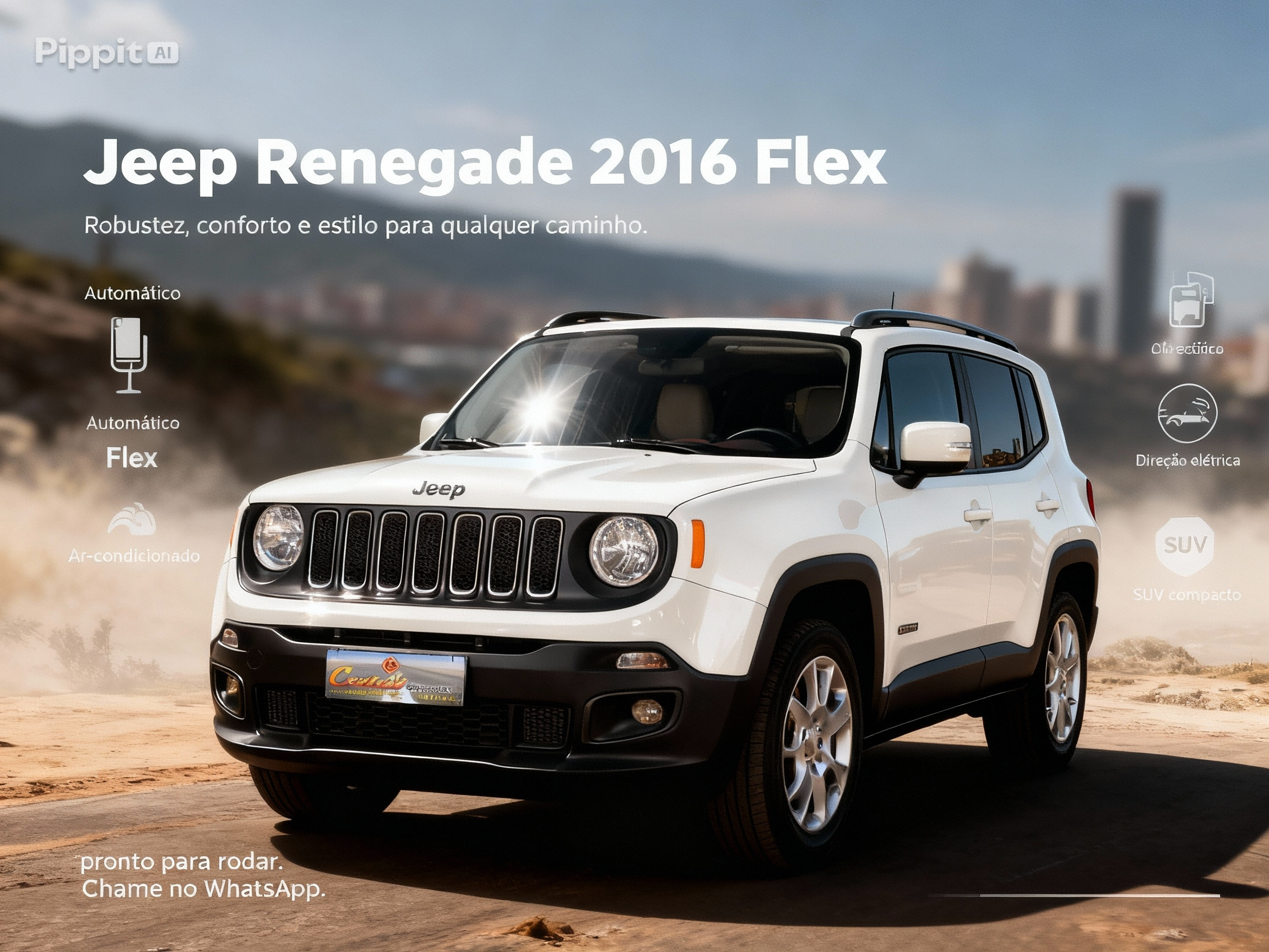 CARRO-Jeep Renegade branco. 2016 longetude flex