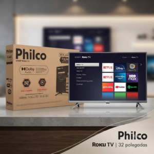 📺🔥 TV BOA, BARATA E COM GARANTIA! SMART TV PHILCO 32" ROKU 🛡️ 01 ANO DE GARANTIA- RENDE R$ 30