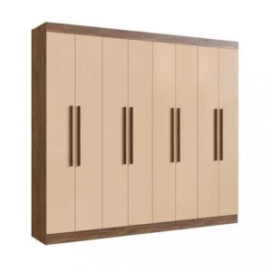 ENTREGA E MONTAGEM GRÁTIS- Guarda Roupa Casal 8 Portas 4 Gavetas MDF California Doripel - Nude
