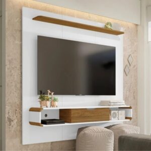 ENTREGA E MONTAGEM GRÁTIS- Painel para TV com Nichos Eleonor Branco Cinamomo